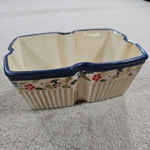 Temptations by Tara Petals 1 Qt Blue Edge Floral Baking Casserole Dish